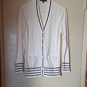 BROOKS BROTHERS Cardigan Sweater with Black Stripes